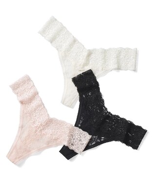 Embraceable Allover Lace Thong 3 Pack