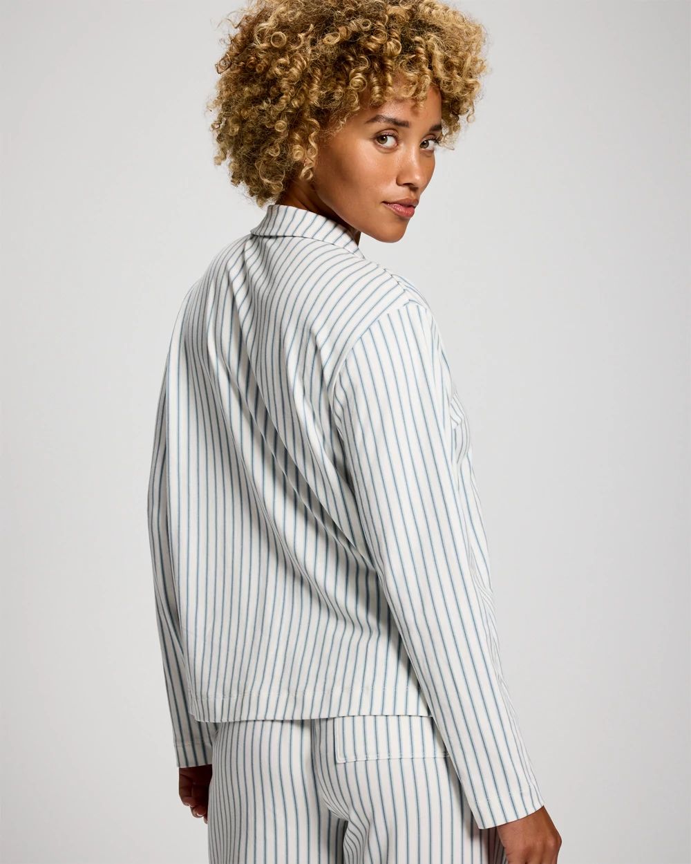Long-Sleeve Notch Collar Pajama Top click to view larger image.
