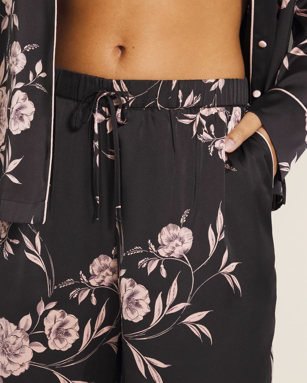 Satin Piped Pajama Pant