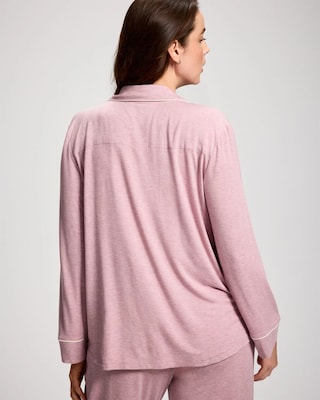 Long Sleeve Notch Collar w/ Piped Placket Pajama Top click to view larger image.