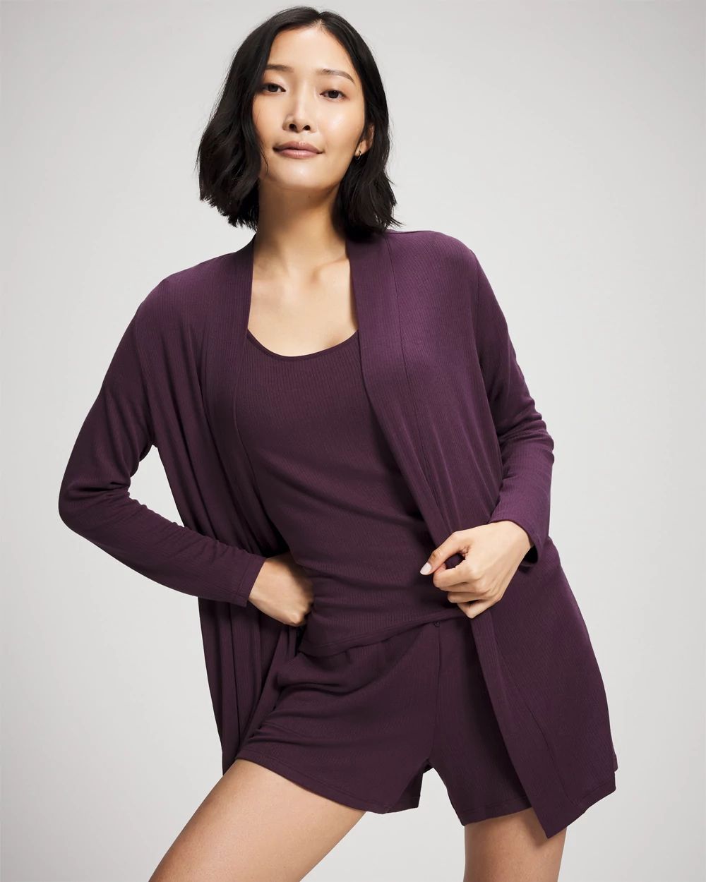 Lightweight Rib Knit Long Sleeve Wrap