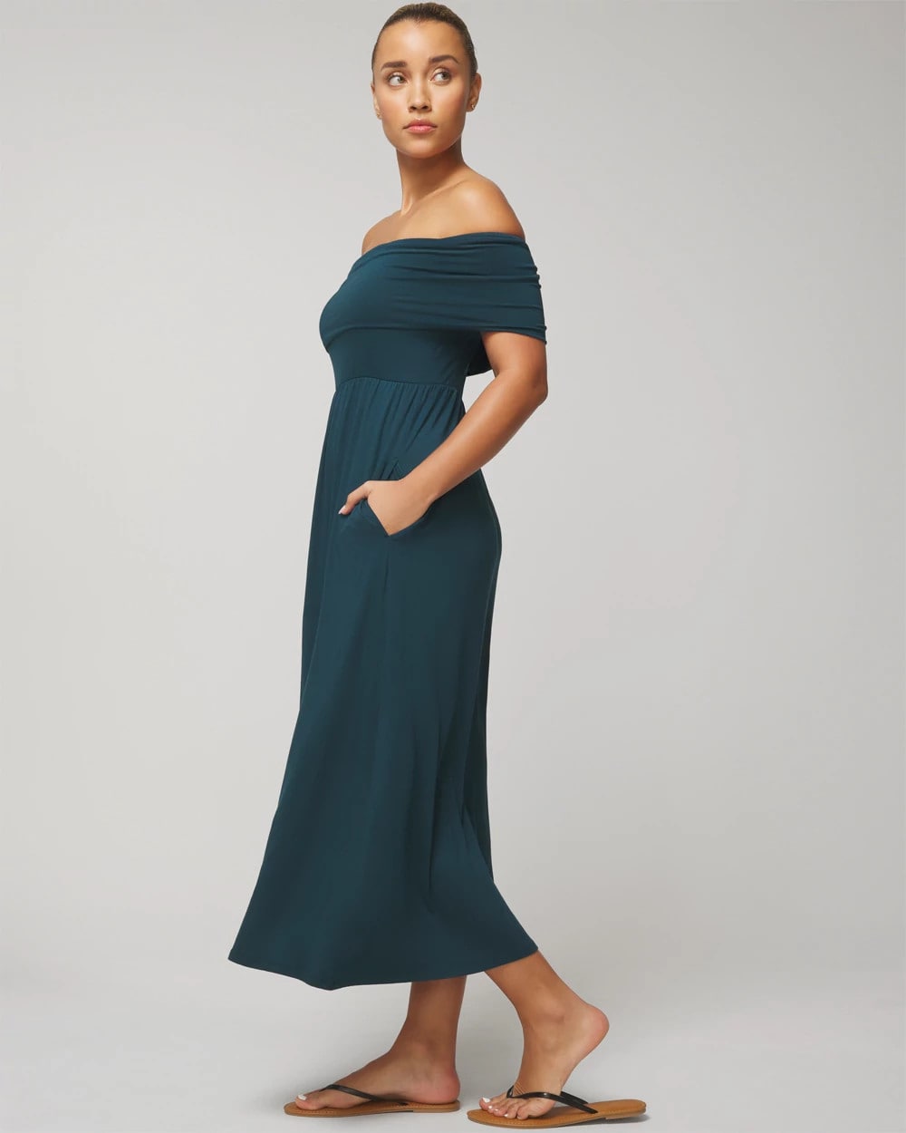 Off-The-Shoulder Midi Bra Dress