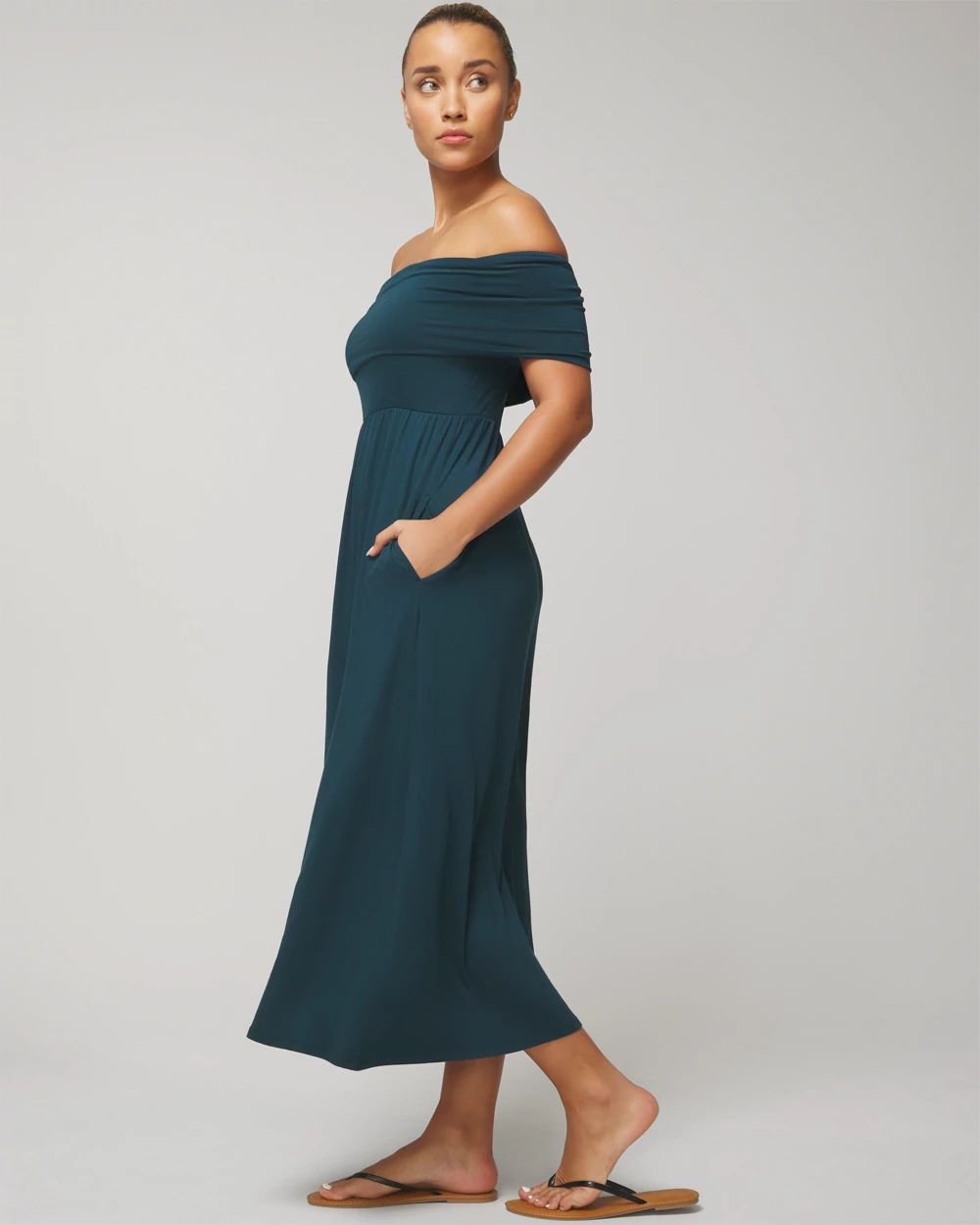 Off-The-Shoulder Midi Bra Dress click to view larger image.