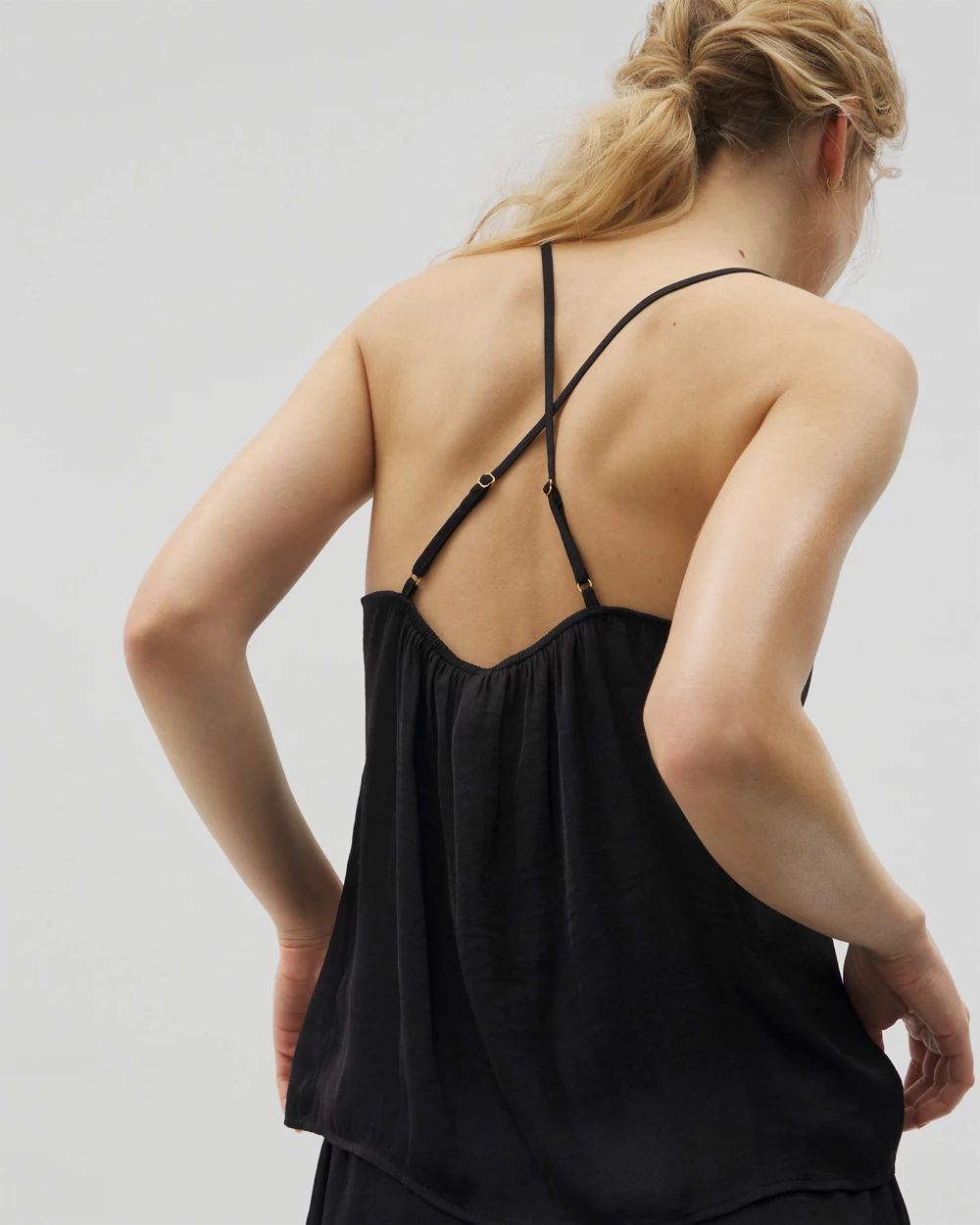 Crinkle Satin Lace Trim Pajama Cami