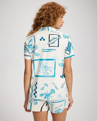 Short Sleeve Notch Collar Pajama Top click to view larger image.