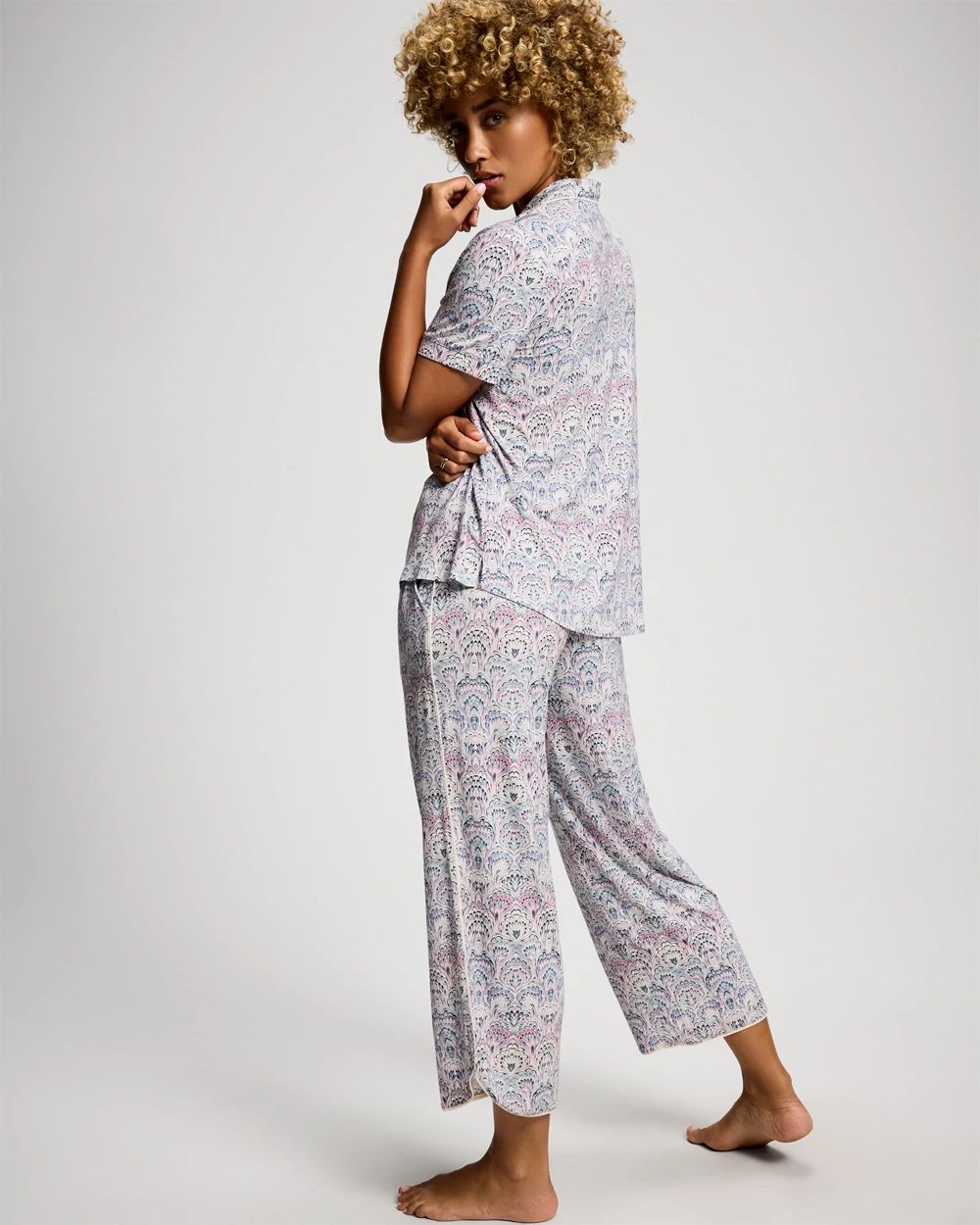 Piped Crop Pajama Pants click to view larger image.