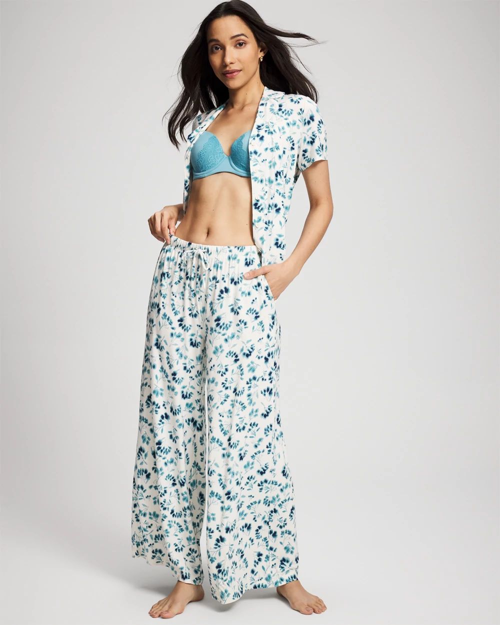 Wide-Leg Relaxed Pajama Pants click to view larger image.