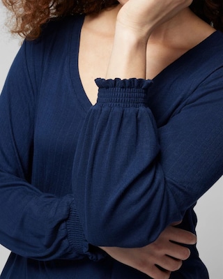 Pointelle Long Sleeve Pajama Top click to view larger image.