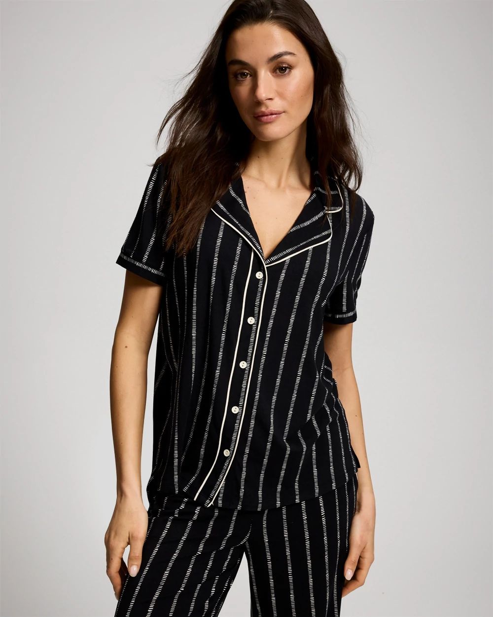 Cool Nights Short Sleeve Notch Collar Pajama Top