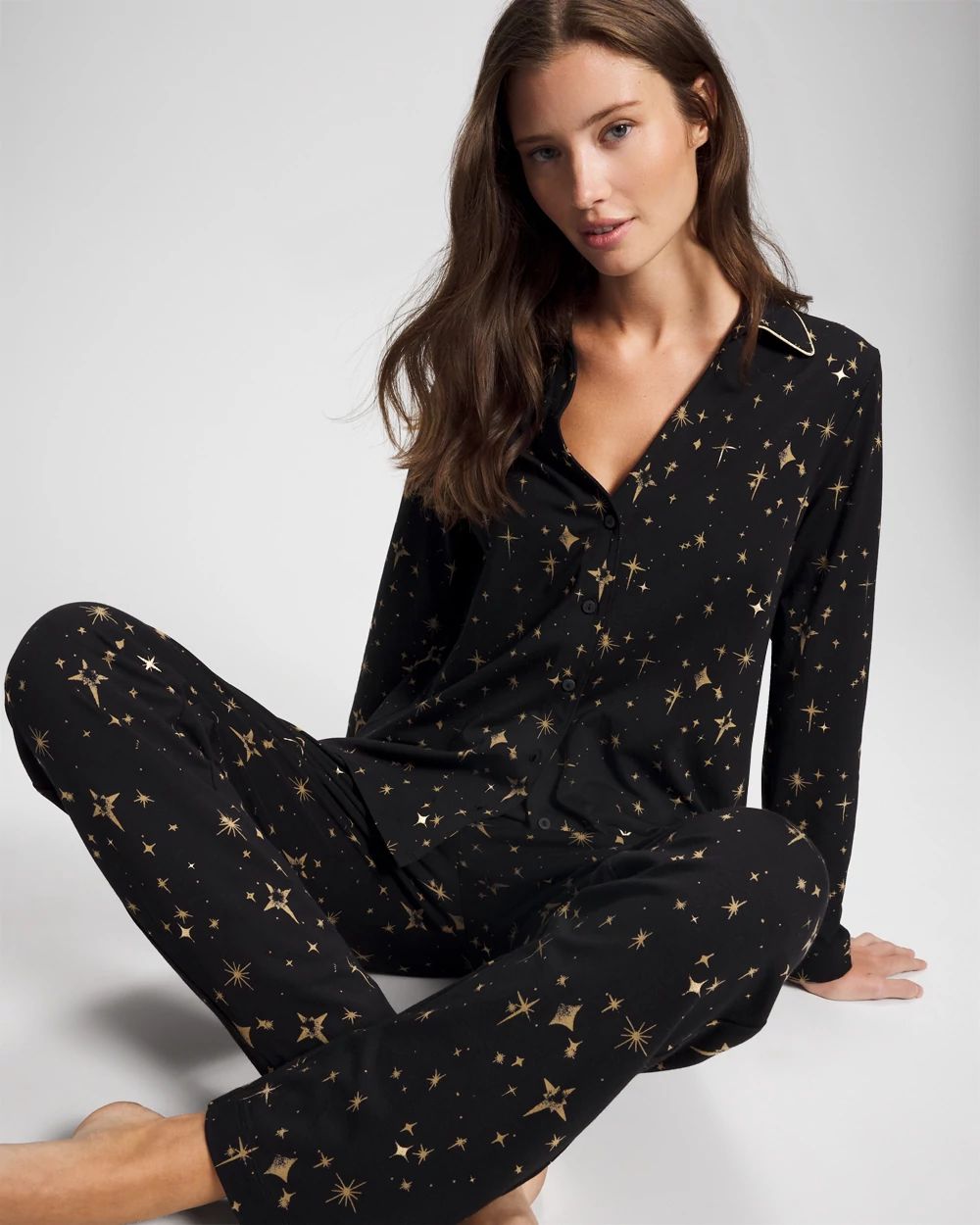 Embraceable Long-Sleeve Notch Collar Pajama Top