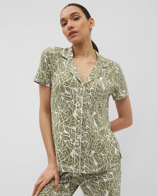 Piped Short Sleeve Notch Collar Pajama Top click to view larger image.