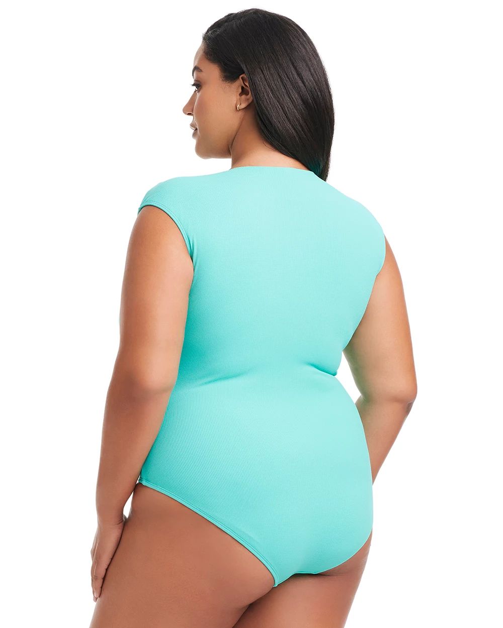Bleu Rod Beattie Pique Ole Cap Sleeve Surplice One Piece