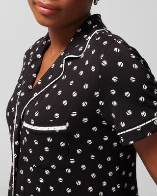 Short-Sleeve Notch Collar Pajama Top
