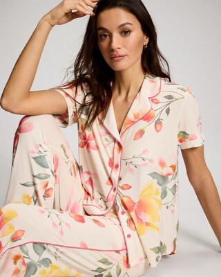 Short Sleeve Notch Collar Pajama Top click to view larger image.