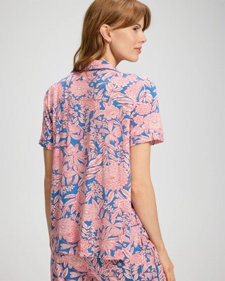 Short Sleeve Notch Collar Pajama Top click to view larger image.