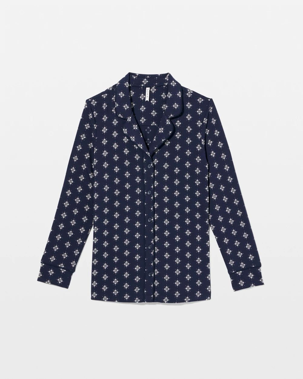 Long-Sleeve Printed Notch Collar Pajama Top click to view larger image.