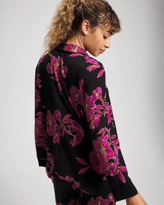 Cool Nights Long Sleeve Notch Collar with Piped Placket Pajama Top click to view larger image.