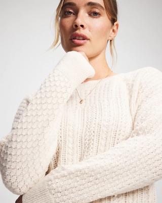 Mix Stitch Crew Neck Sweater click to view larger image.