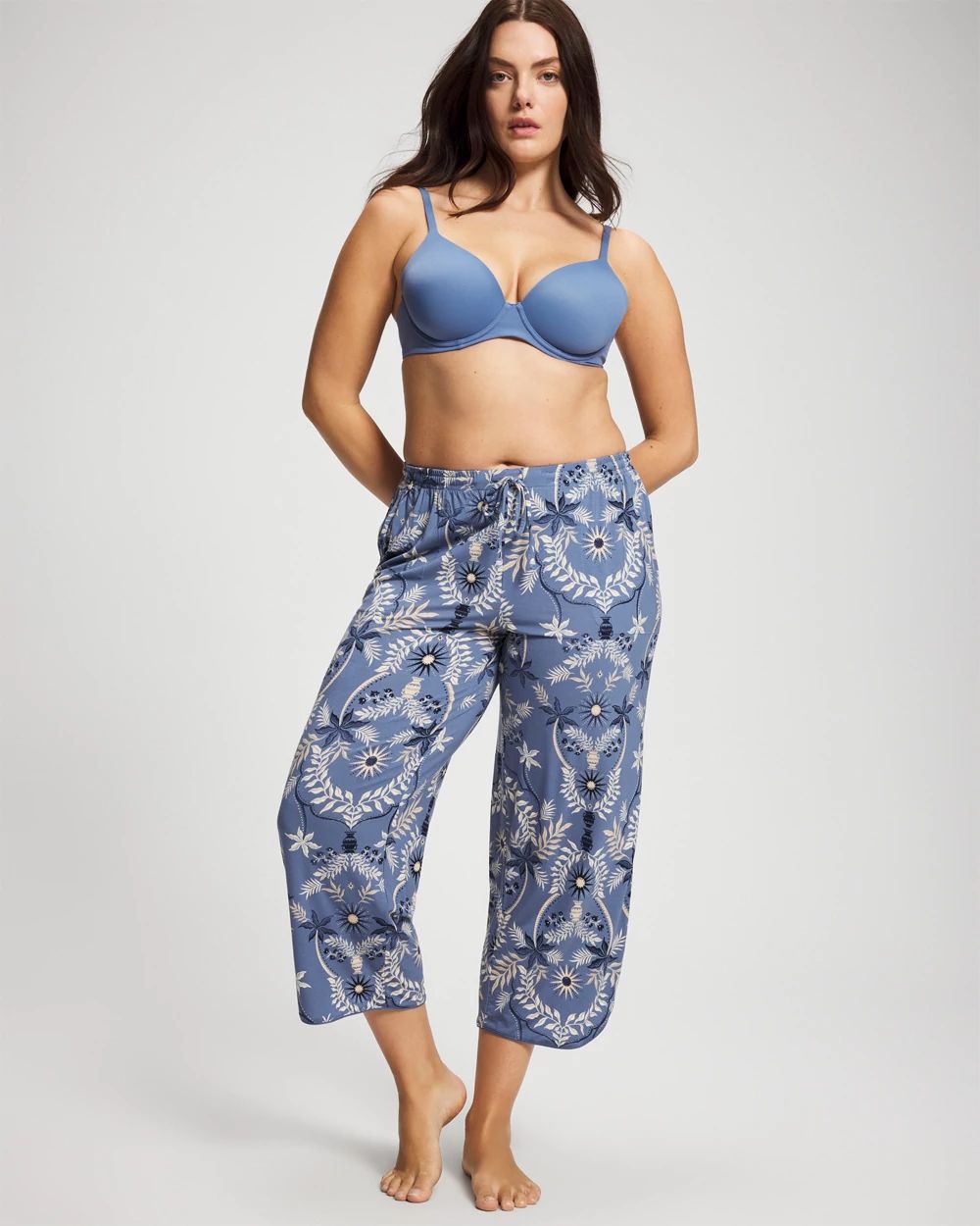 Piped Crop Pajama Pants click to view larger image.