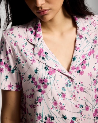 Short Sleeve Notch Collar Pajama Top click to view larger image.