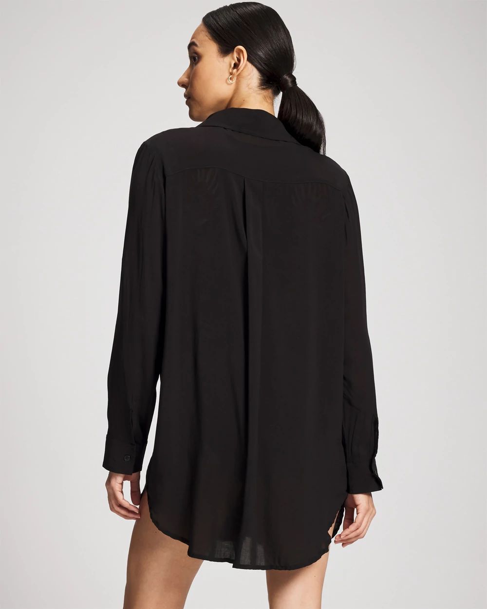 Beyond Control Solid Essentials Button Down Cover-Up Shirt