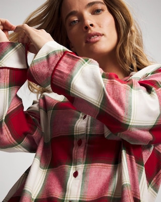 Long-Sleeve Notch Collar Pajama Top click to view larger image.