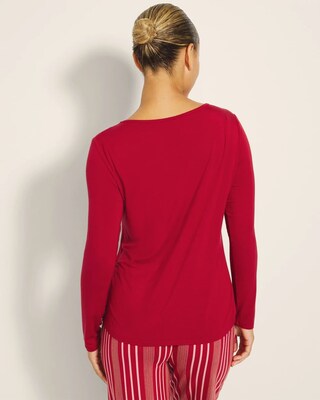 Lace Trim Long-Sleeve Pajama Top click to view larger image.