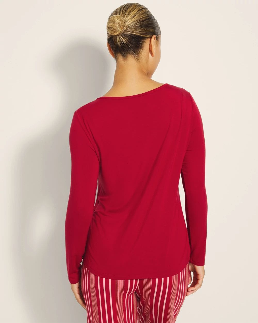 Cool Nights Lace Trim Long-Sleeve Pajama Top