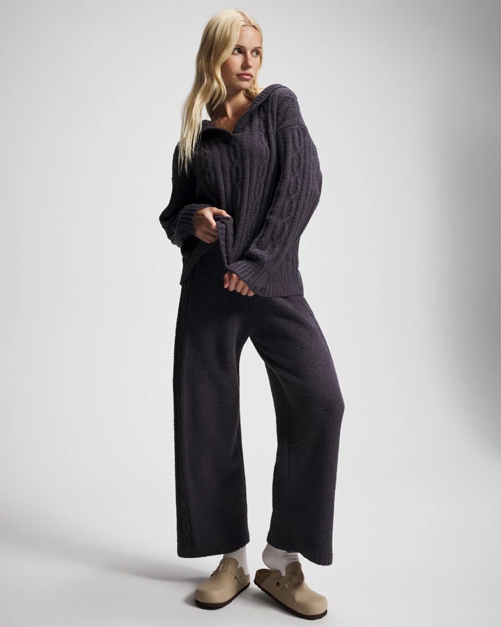 Cable Knit Plush Hoodie