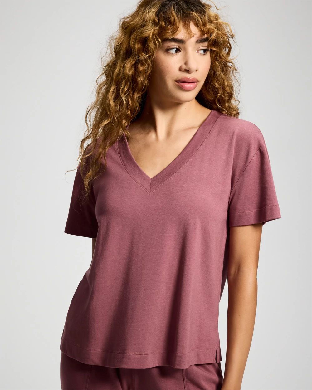 Most Loved Cotton Relaxed V-Neck Short Sleeve Pajama Tee