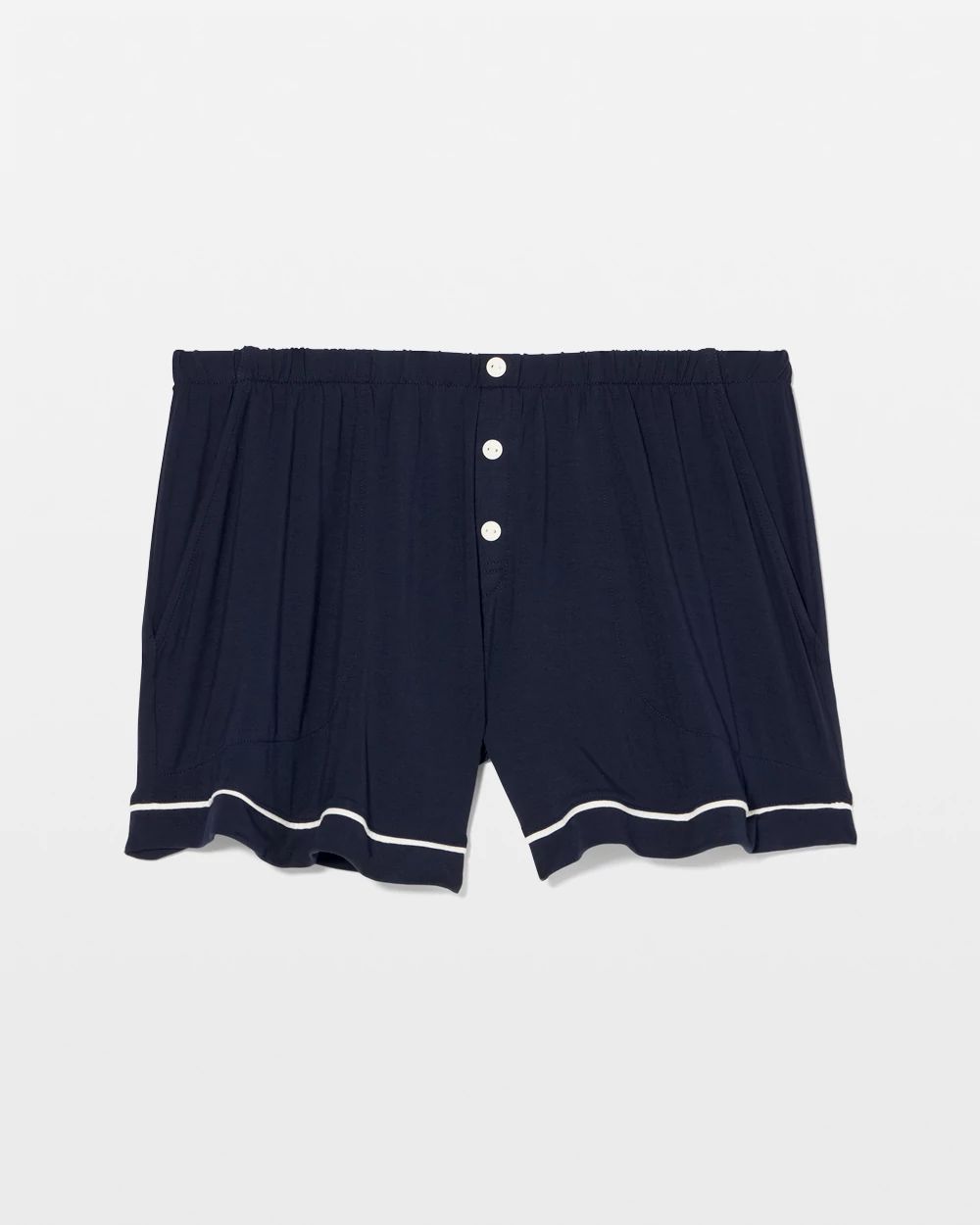 Solid Piped Pajama Shorts click to view larger image.