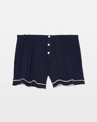 Solid Piped Pajama Shorts click to view larger image.
