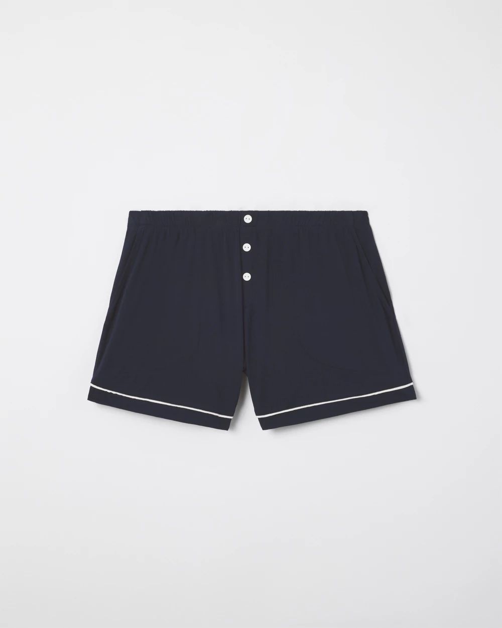Cool Nights Solid Piped Pajama Shorts