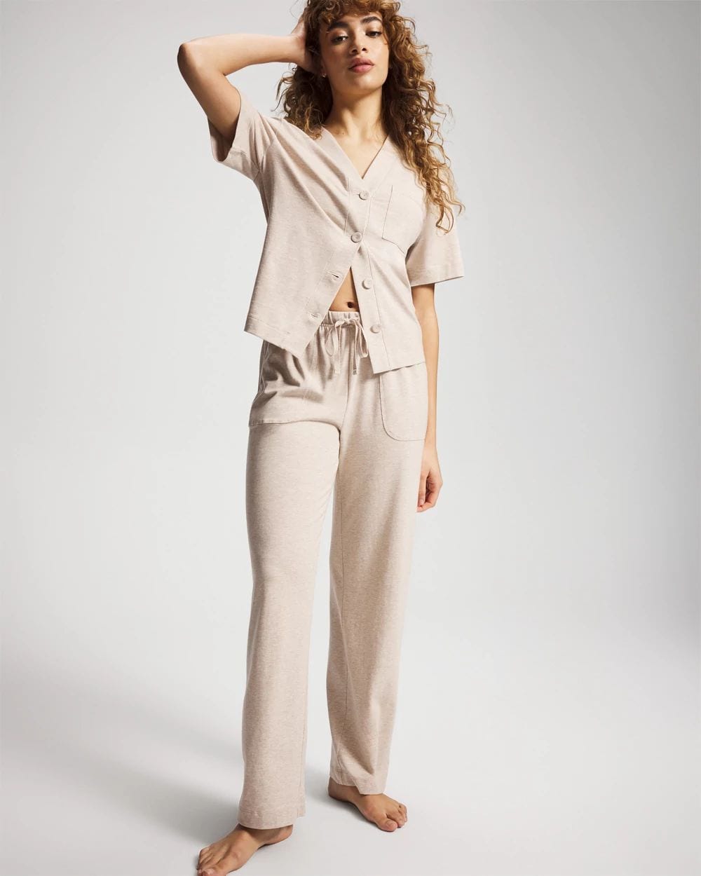 Most Loved Cotton Button-Front Pajama Tee