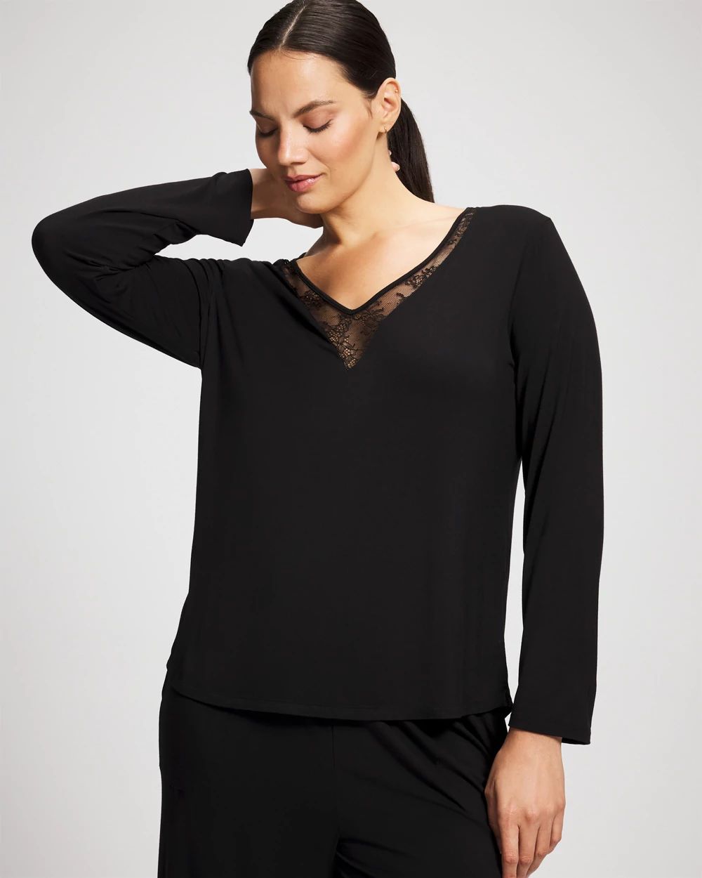 Lace Long Sleeve Pajama Top