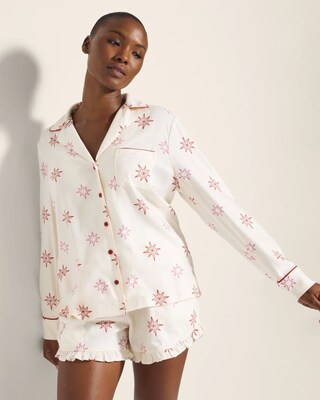 Super Soft Long-Sleeve Notch Collar Pajama Top