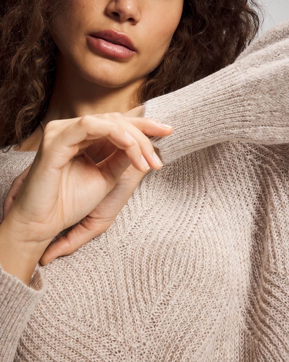 Shimmer Cable Knit Sweater