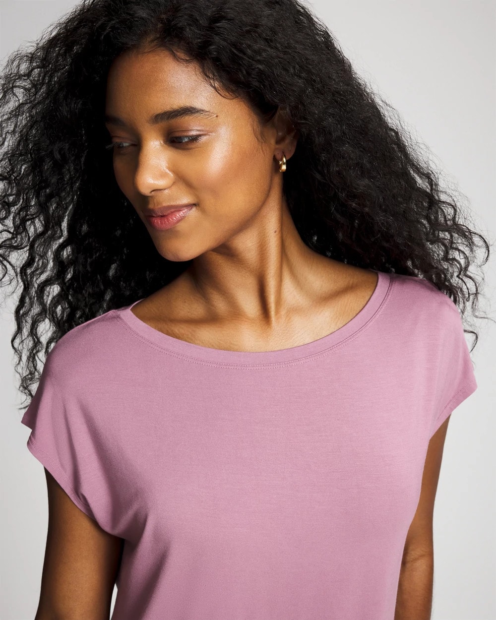 Short Sleeve Boat Neck Top