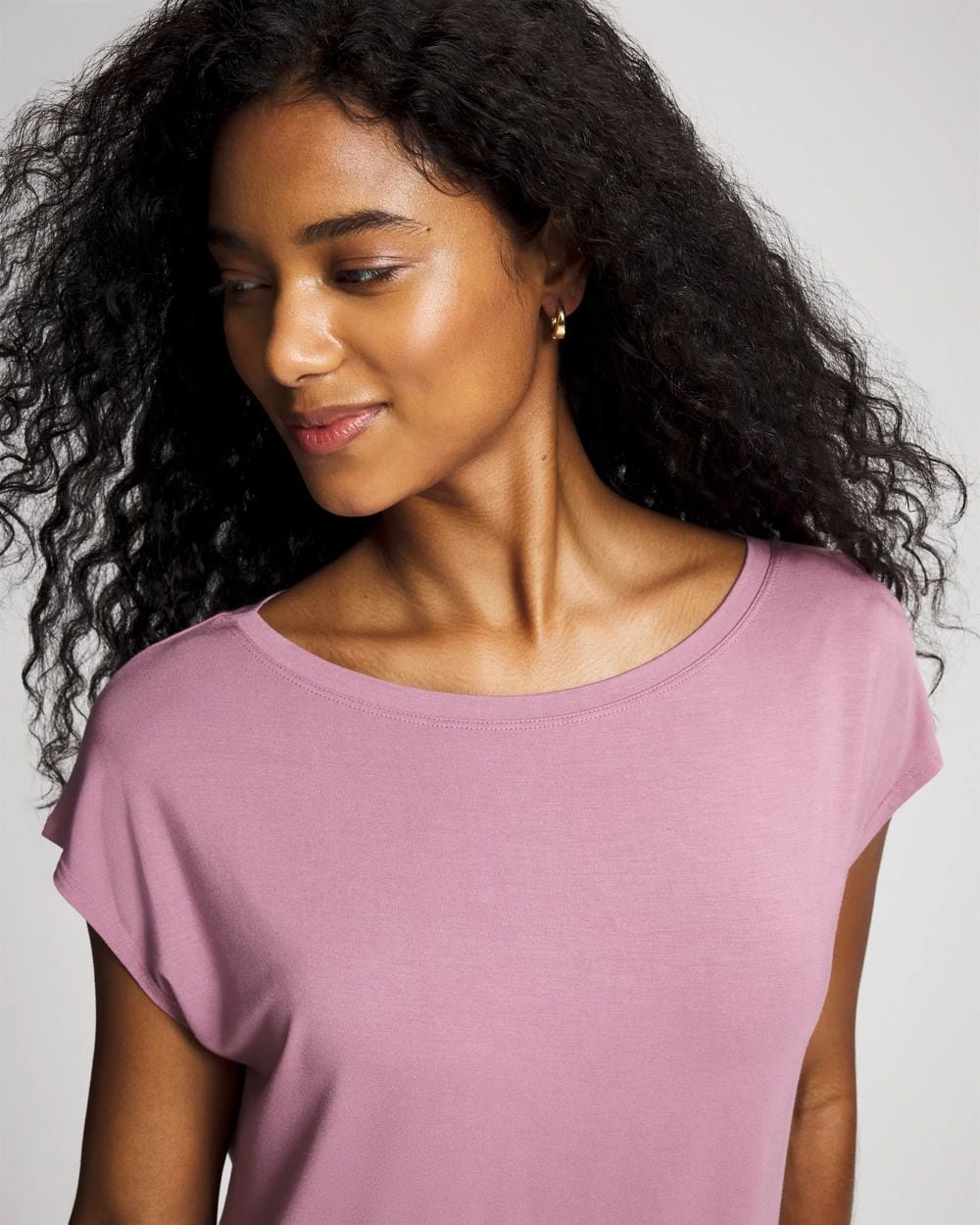 Cool Nights Short Sleeve Boat Neck Top