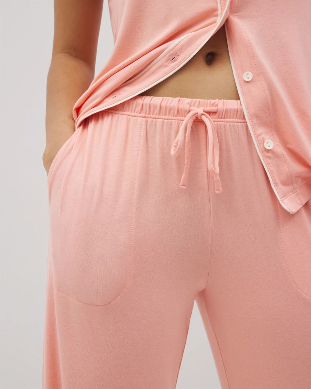 Cool Nights Solid Piped Pajama Pants