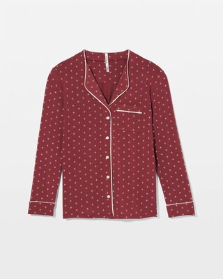 Piped Long-Sleeve Notch Pajama Top click to view larger image.