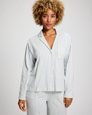 Long-Sleeve Notch Collar Pajama Top