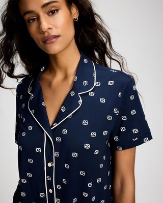 Short Sleeve Notch Collar Pajama Top click to view larger image.