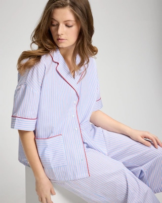 Relaxed Short-Sleeve Noch Collar Pajama Top click to view larger image.