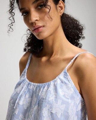 Cotton Striped Jacquard Pajama Cami click to view larger image.