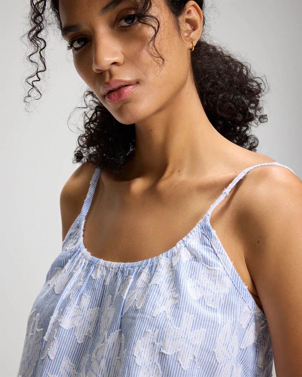 Cotton Striped Jacquard Pajama Cami