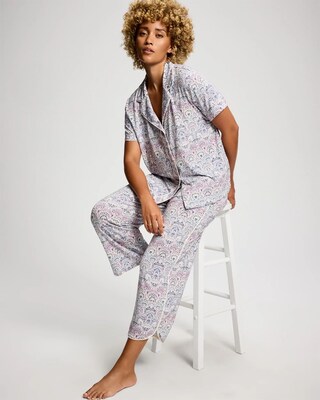 Short Sleeve Notch Collar Pajama Top click to view larger image.