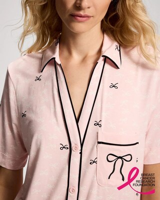 Cool Nights x BCRF Printed Short-Sleeve Notch Collar Sleepshirt click to view larger image.