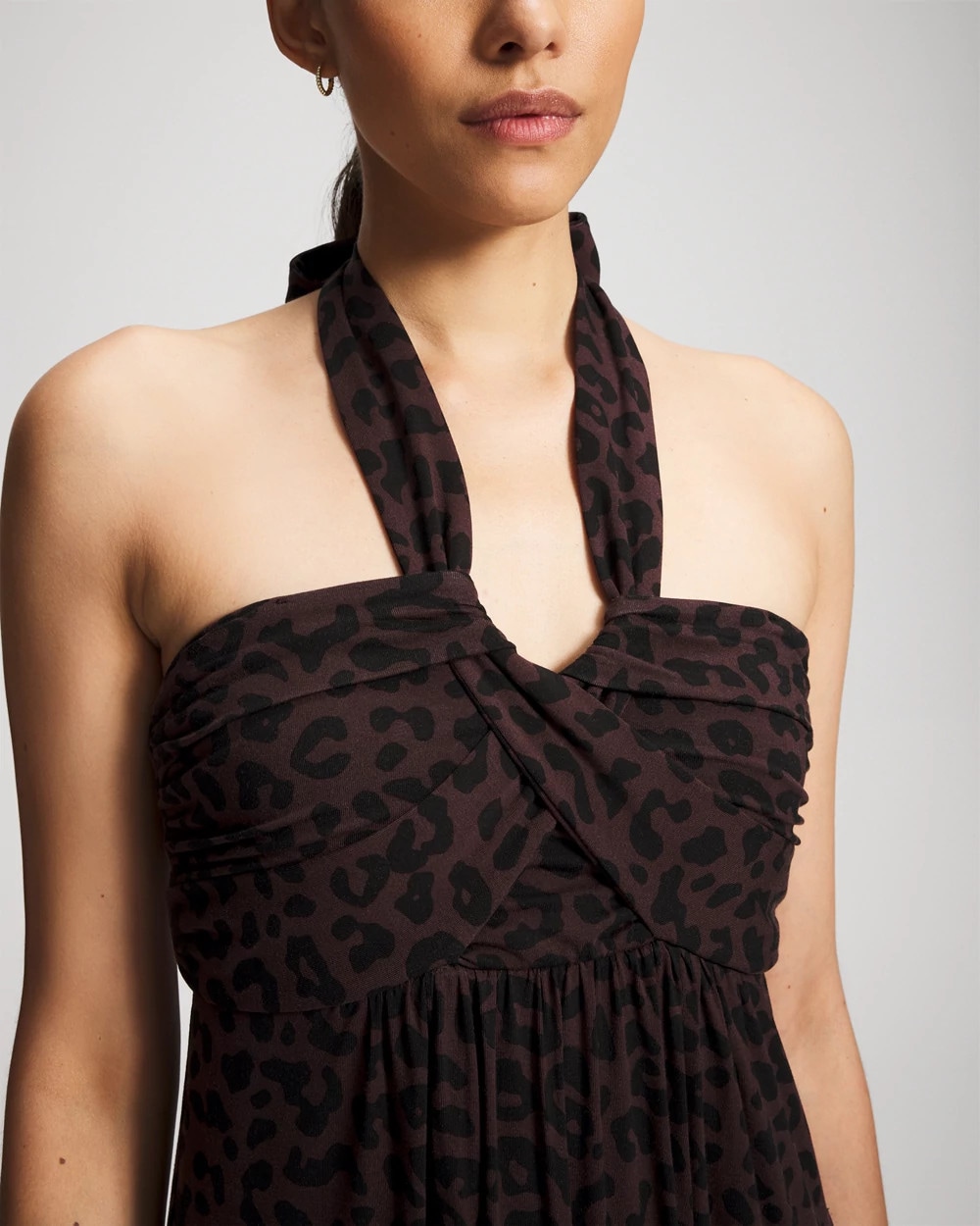 Twist-Front Halter Maxi Bra Dress