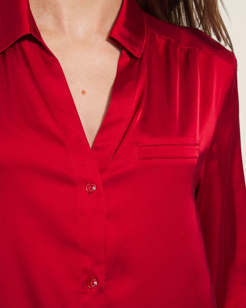 Satin Button Front Sleepshirt